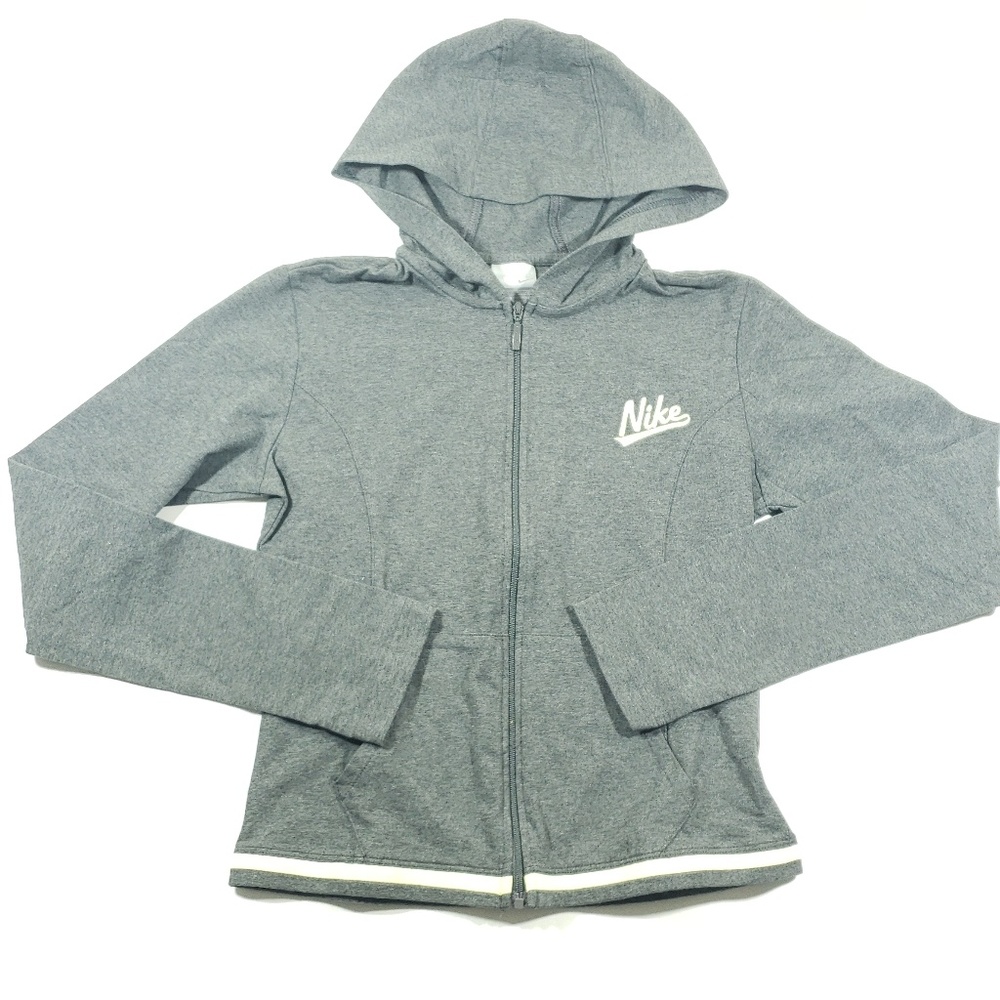 Nike girls youth Gray and white zip up hoodie sm